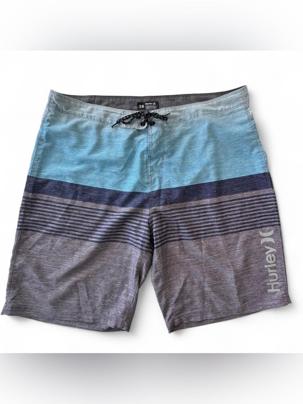 Hurley Phantom Ombre Board Shorts, Men's Size 38 Gray Blue Multi-Stripe
